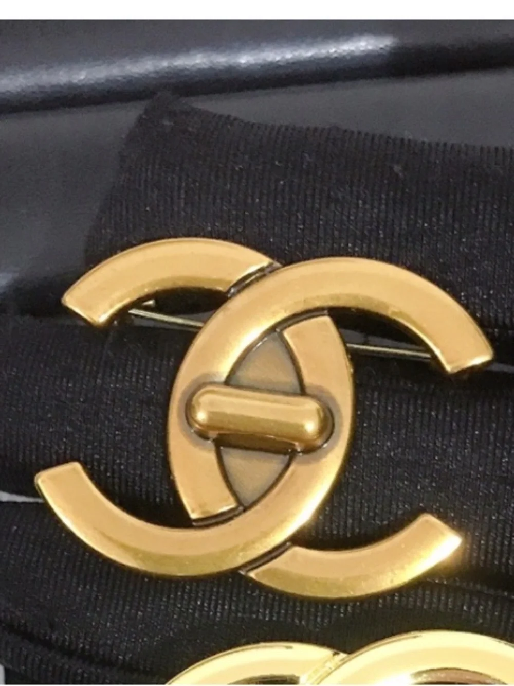 Double C Designer Turn Lock Letter Logo Brooch